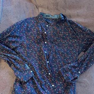 J. Crew Blue and Red floral Button Down Shirt